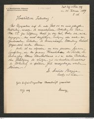 k.k. naturhistorisches Hofmuseum, Intendanzakten 1885-1896 (Hauer), Aktenzahl Z.116/1889, Seite 1